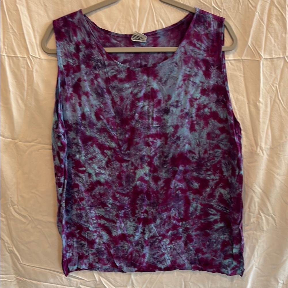 Purple and Blue Tie-Dye Women's Top